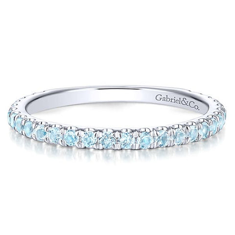 14K White Gold Blue Topaz Stacking Band