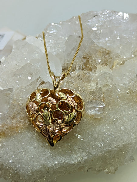 Vintage 10K Black Hills Gold Pendant on 14K Yellow Gold Chain