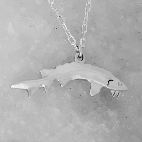 Sturgeon Necklace Created in Sterling Silver