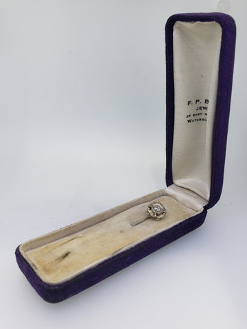 Vintage 10K White Gold Diamond Stick Pin