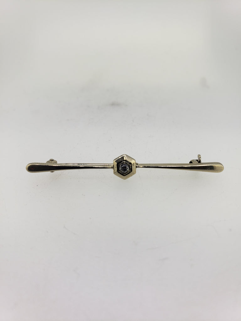 Vintage 14K White Gold and Diamond Pin