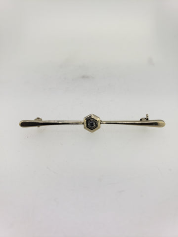 Vintage 14K White Gold and Diamond Pin