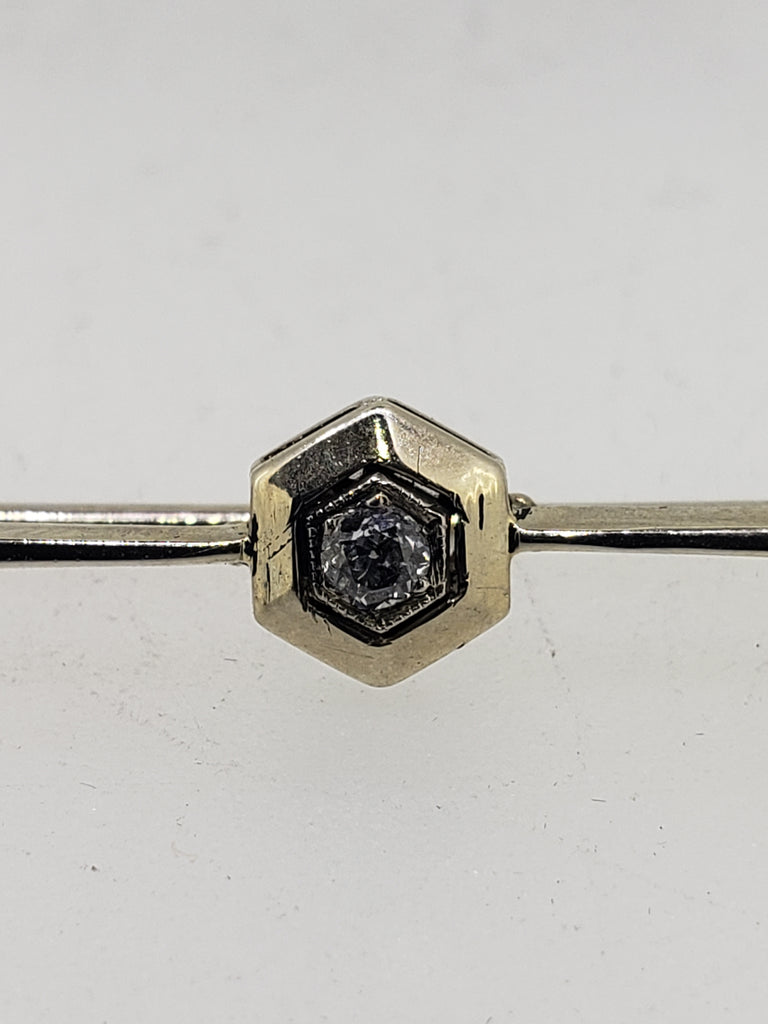Vintage 14K White Gold and Diamond Pin
