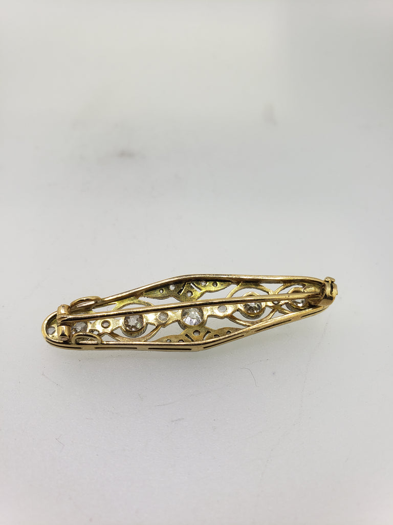 Vintage 14K Gold and Diamond Pin
