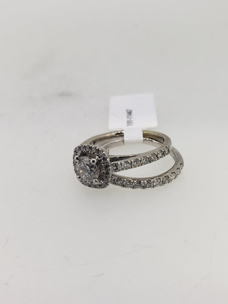 Vintage 14K White Gold Wedding Set