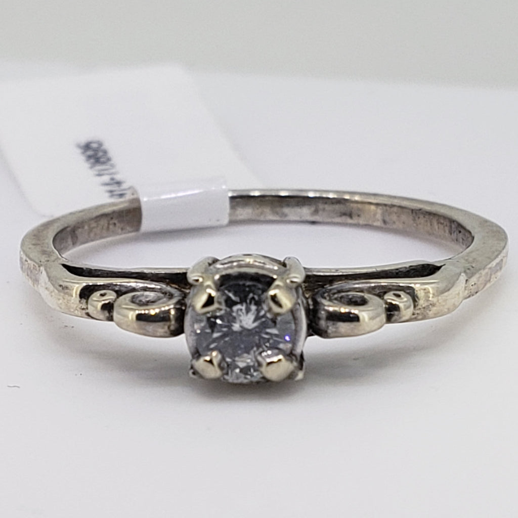 Vintage Sterling Silver Diamond Ring