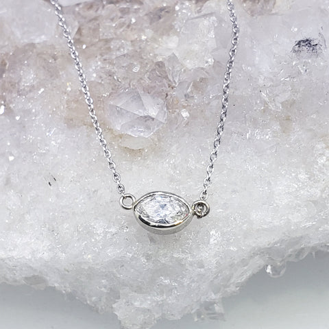 14K White Gold Marquise Diamond Pendant
