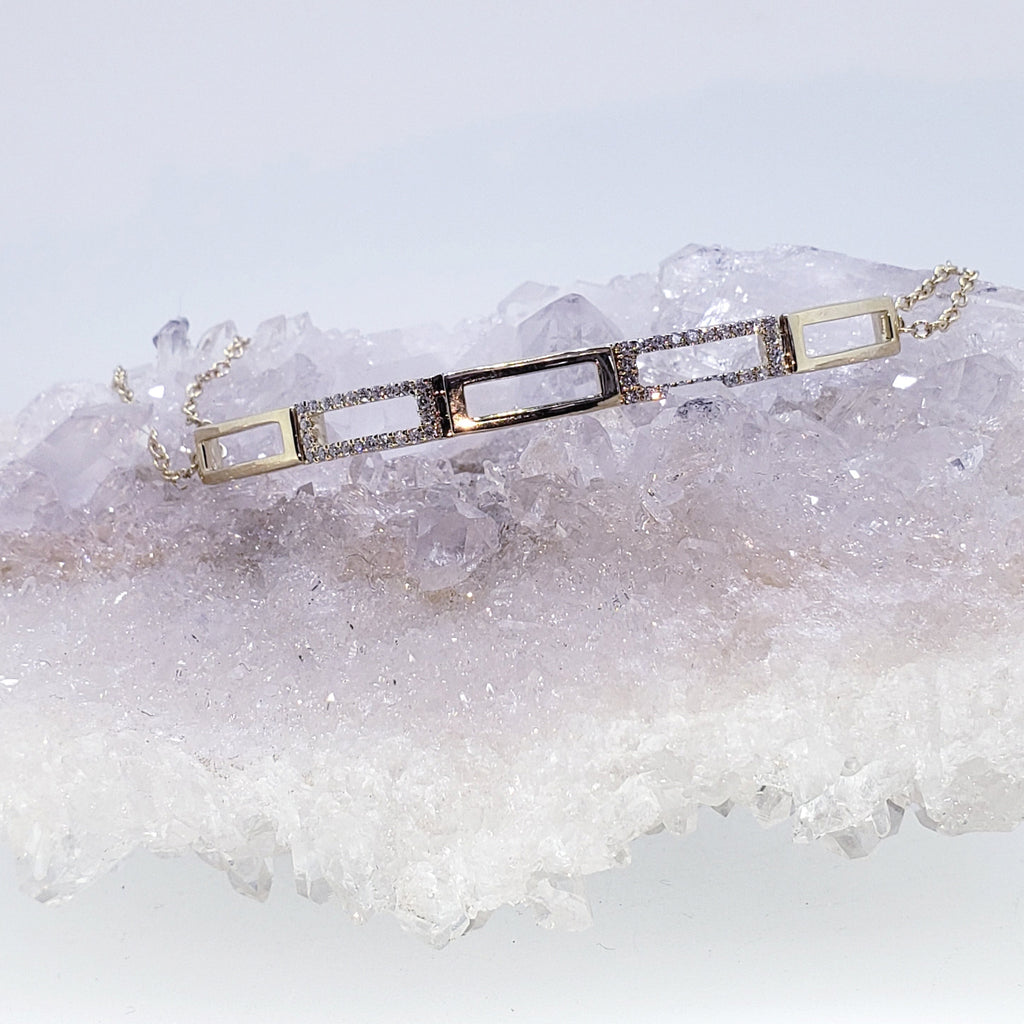 14K Yellow Gold Diamond Link Bracelet