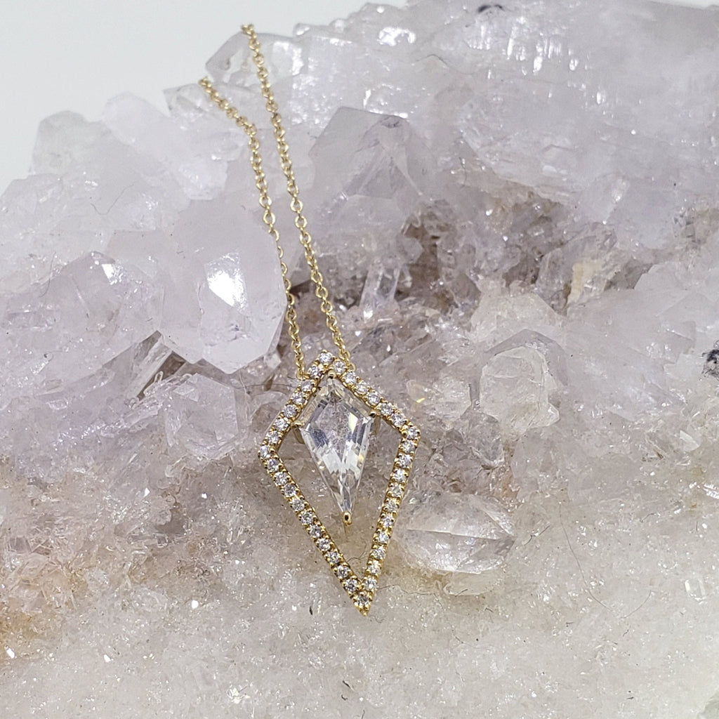 14K Yellow Gold White Topaz Necklace