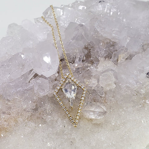 14K Yellow Gold White Topaz Necklace