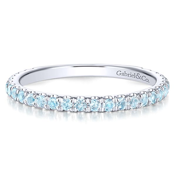 14K White Gold Blue Topaz Stacking Band