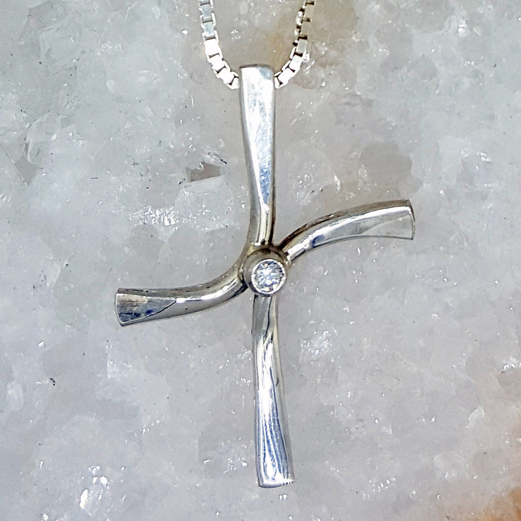 Sterling Silver and Diamond Cross Necklace