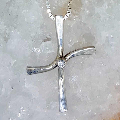 Sterling Silver and Diamond Cross Necklace