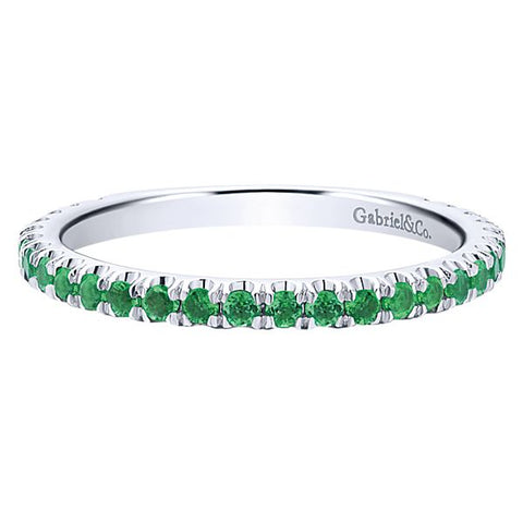 14K White Gold Emerald Stacking Band