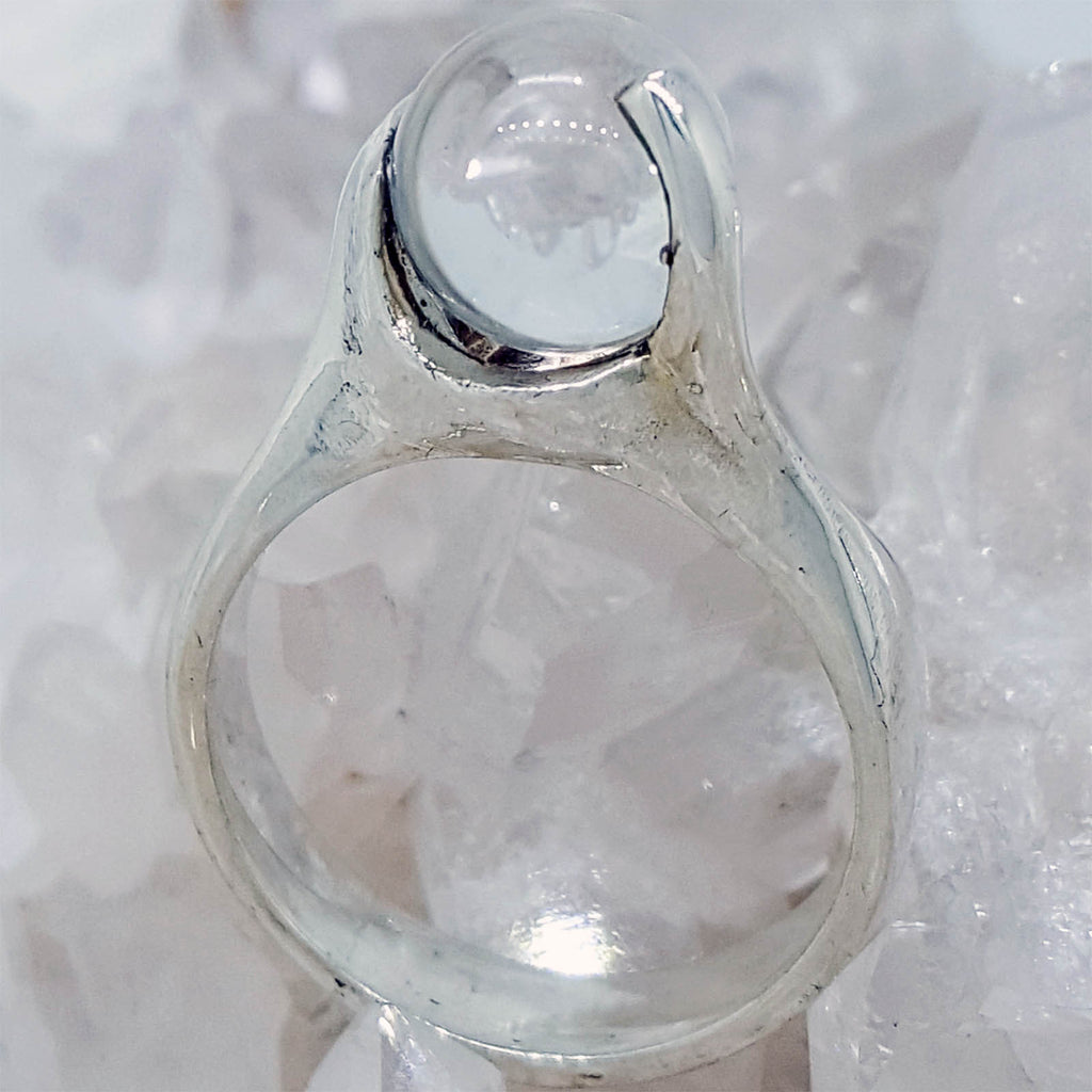 Hand Created Sterling Silver Ring set with a Quartz Crystal Ball