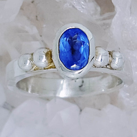 Hand Crafted Sterling Silver Ring set with Tanzanite