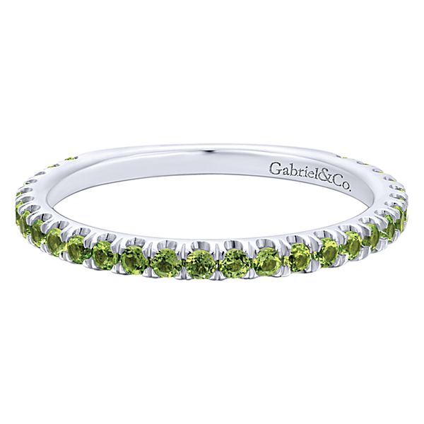 14K White Gold Peridot Stacking Band