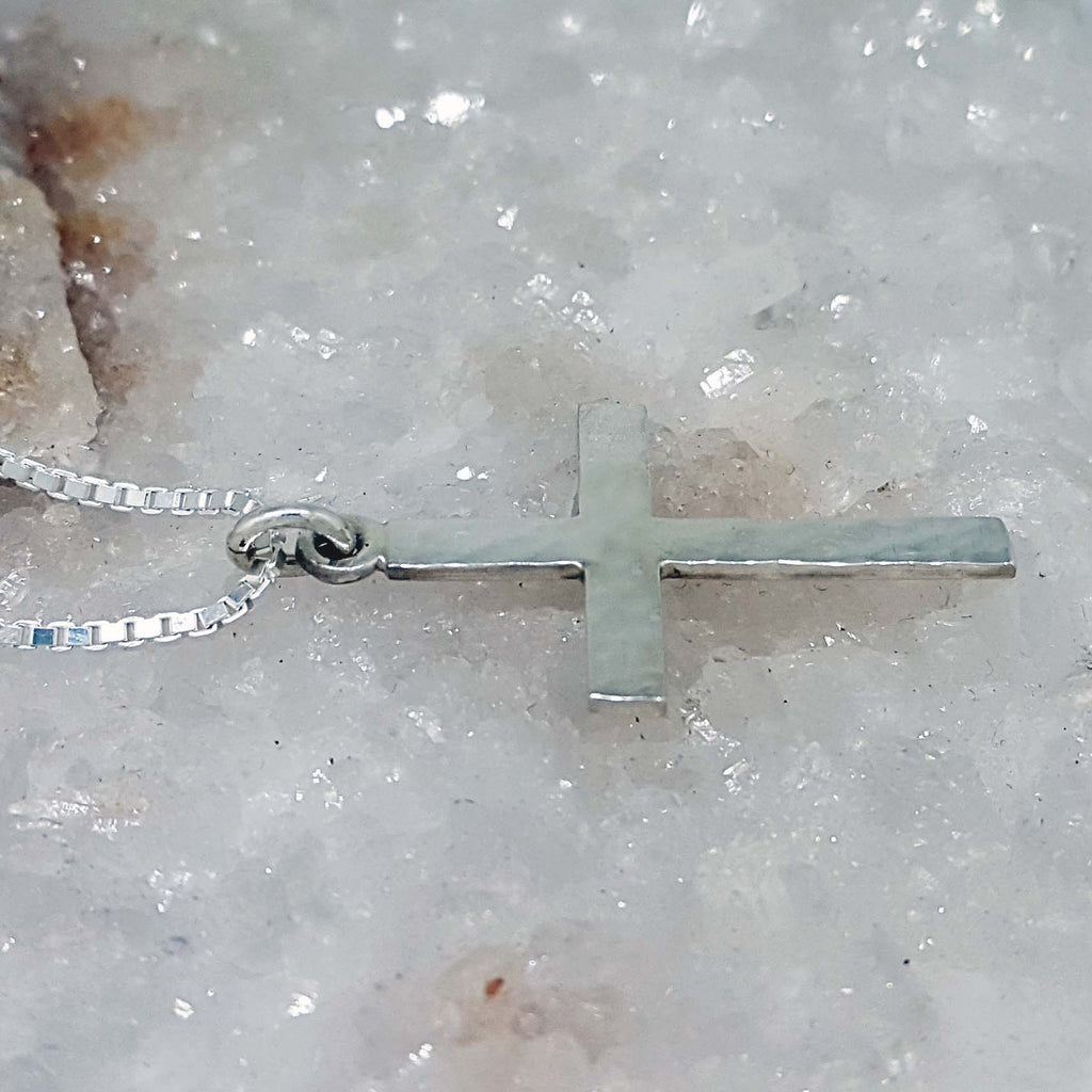 Hand Crafted Sterling Silver Cross Pendant with Hammered Finish