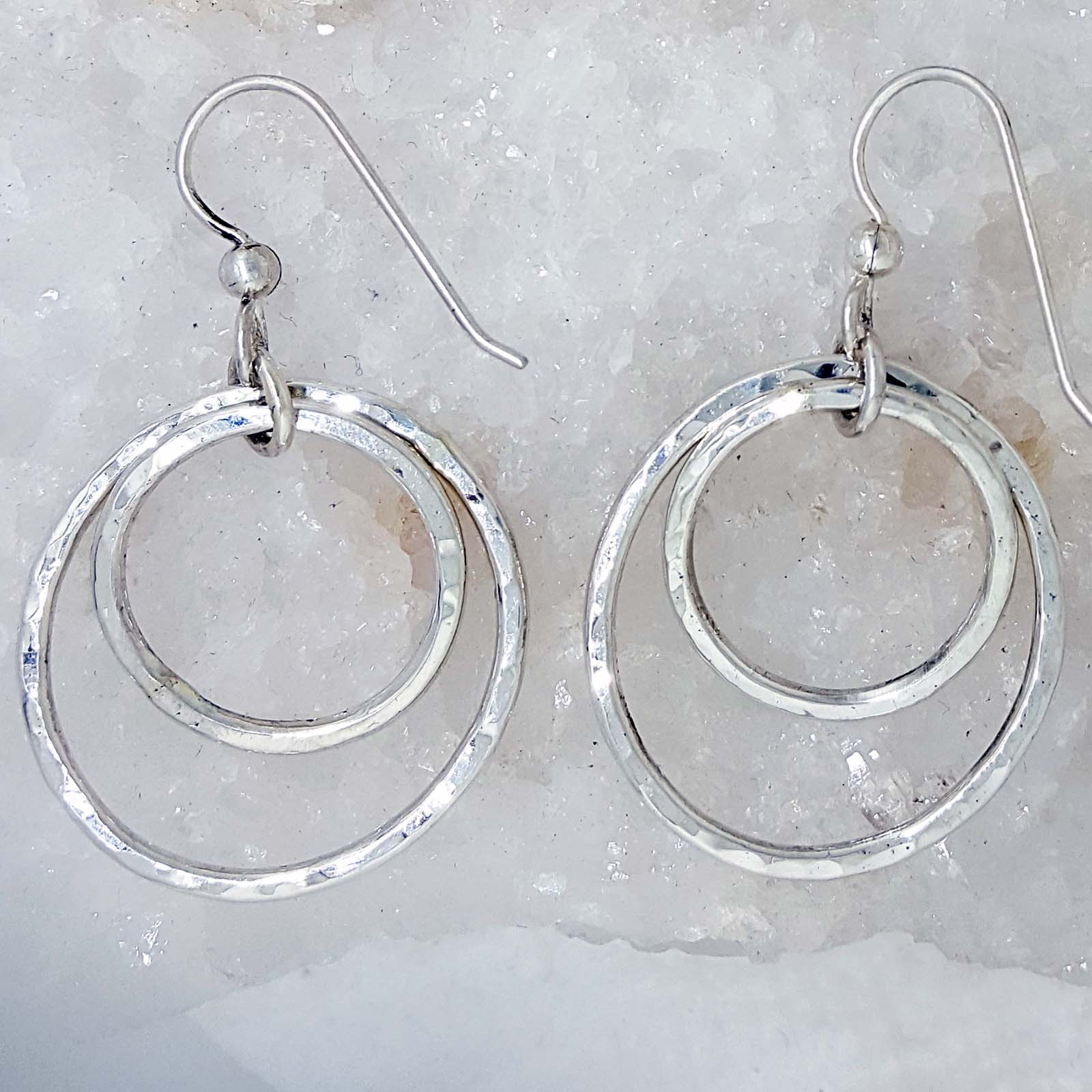 Silver hoop earrings in medium size