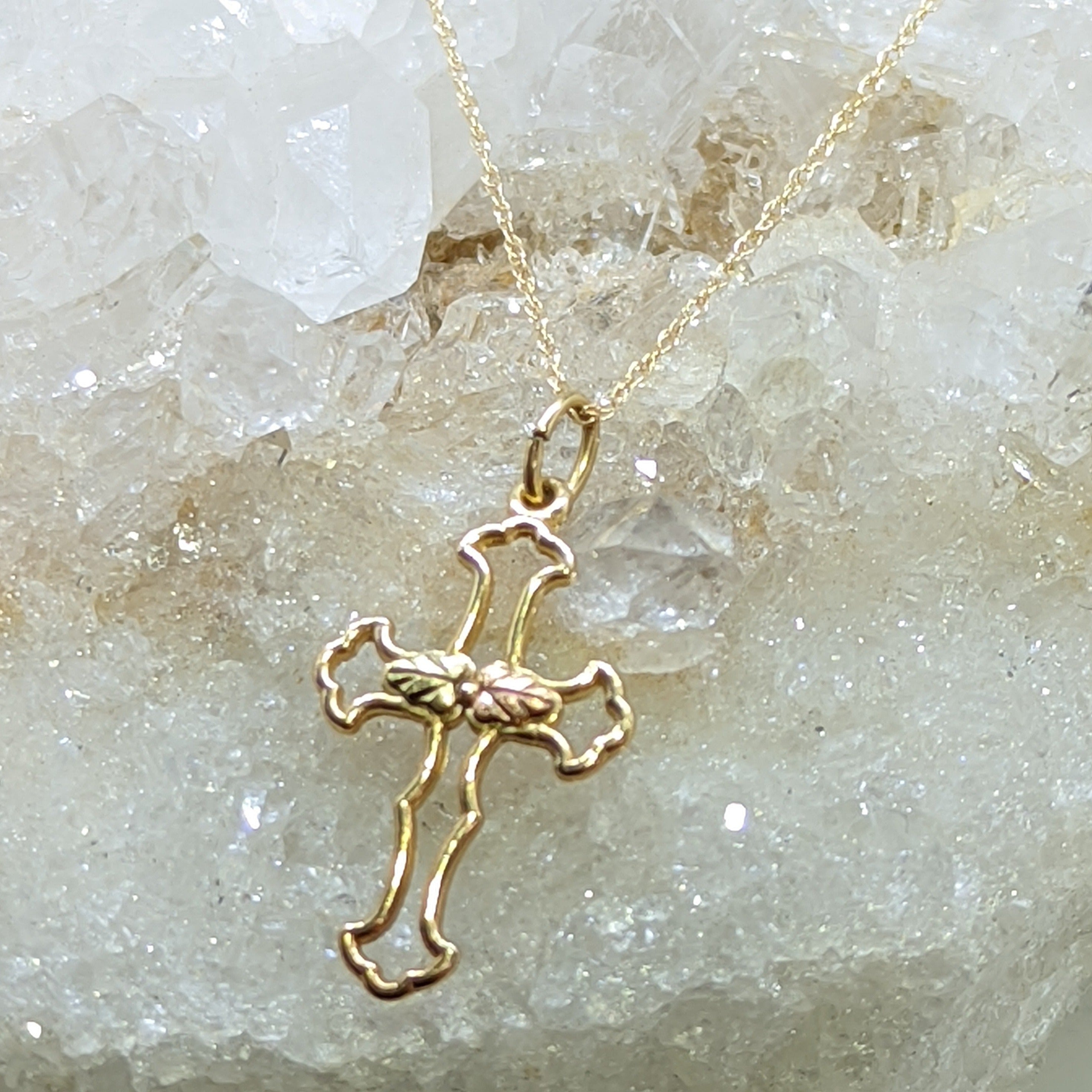 Dieci 10K Gold Diamond-Cut Cross Pendant with Rolo Chain - 9898821 | HSN