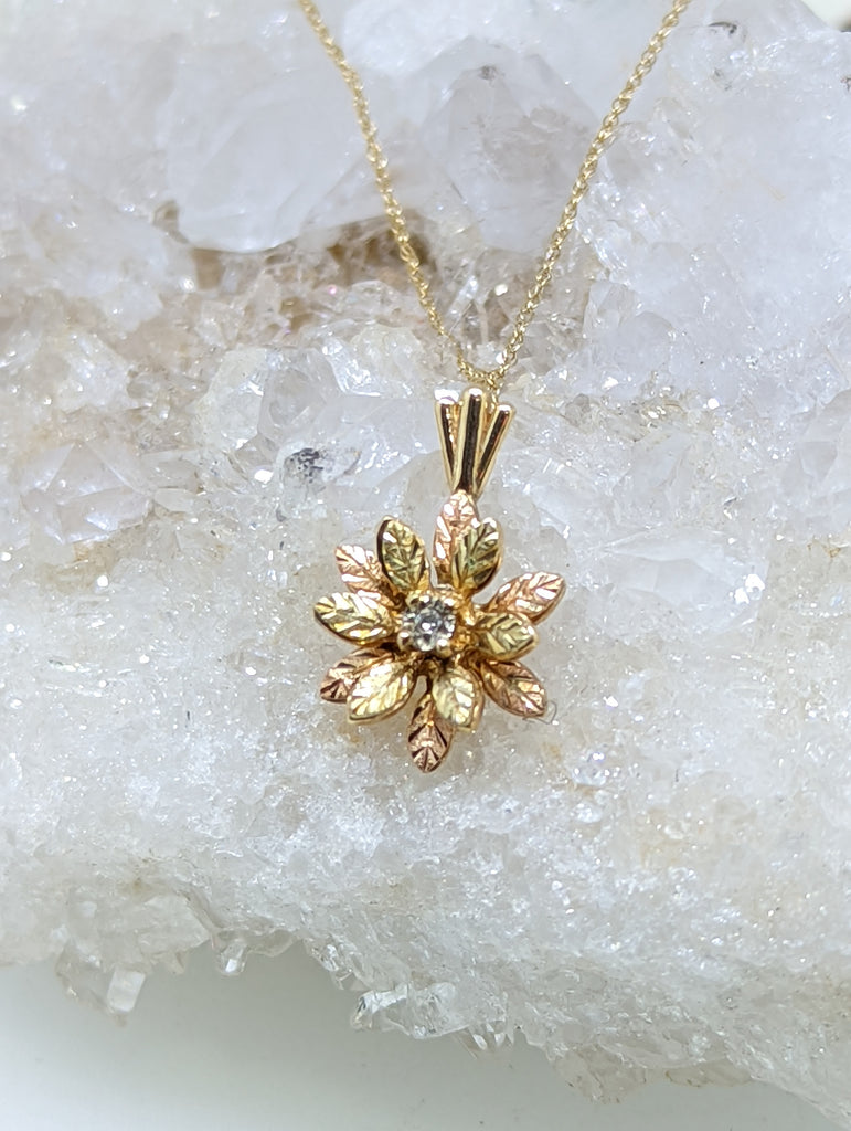 Vintage Black Hills Gold Diamond Pendant