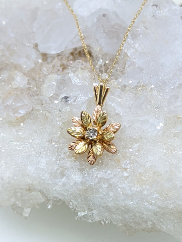 Vintage Black Hills Gold Diamond Pendant