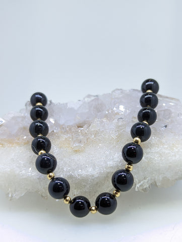 14K Yellow Gold Onyx Necklace