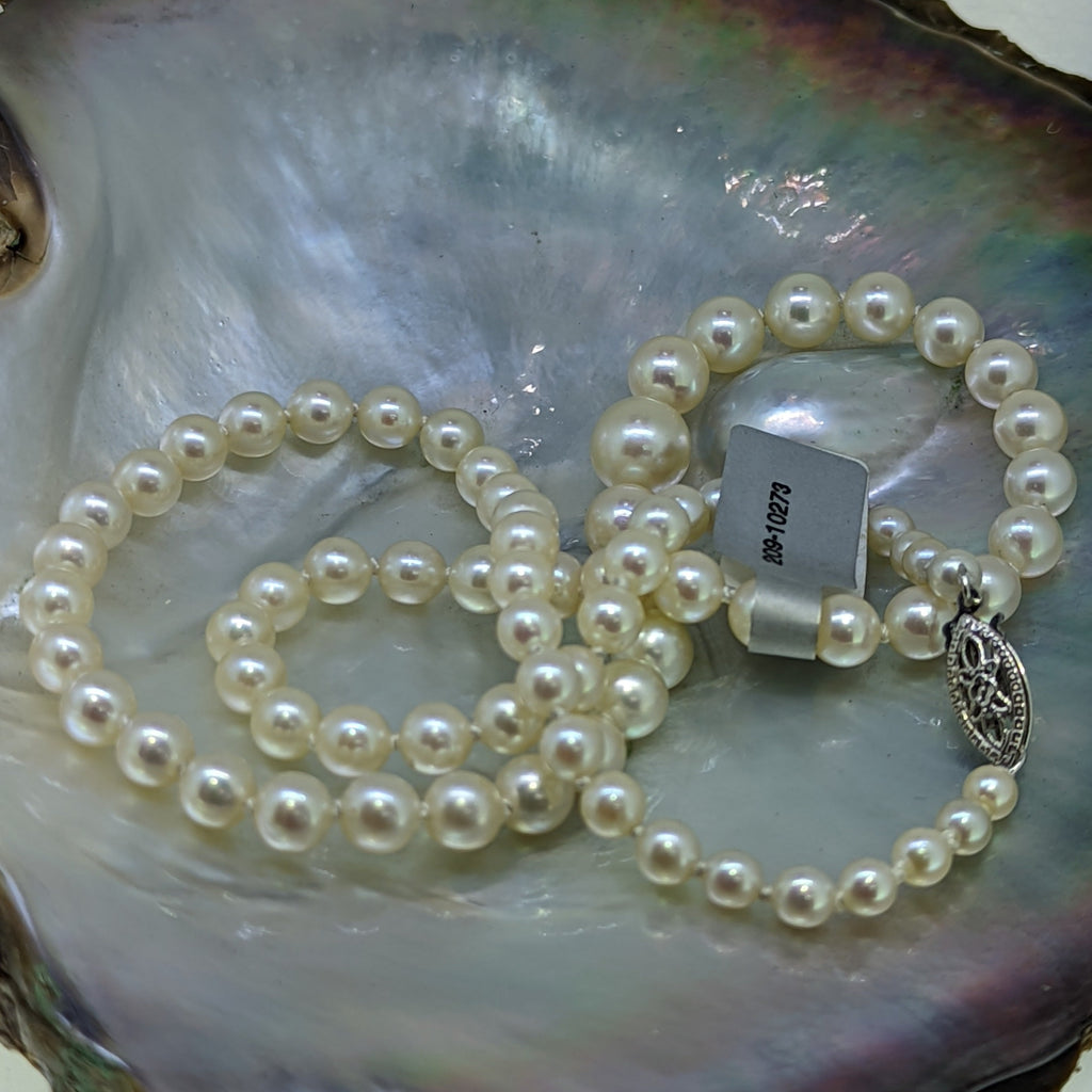 18' 14K White Gold Freshwater Pearl Necklace