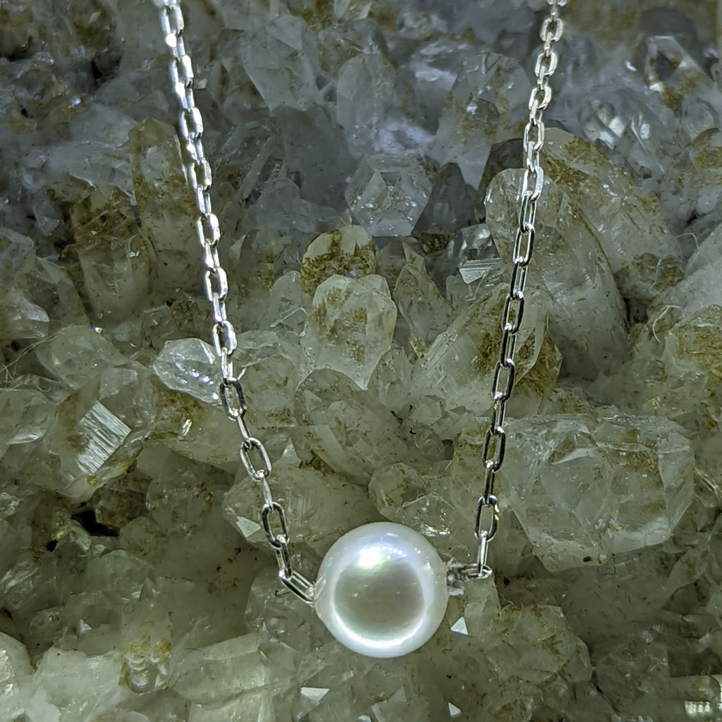 Sterling Silver 6.5mm Pearl Necklace