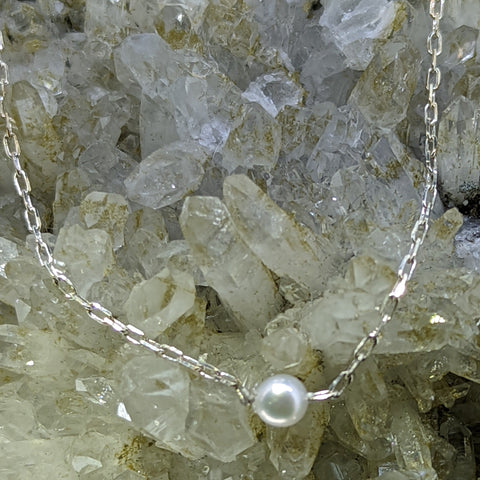 18' Sterling Silver 2mm Pearl Necklace