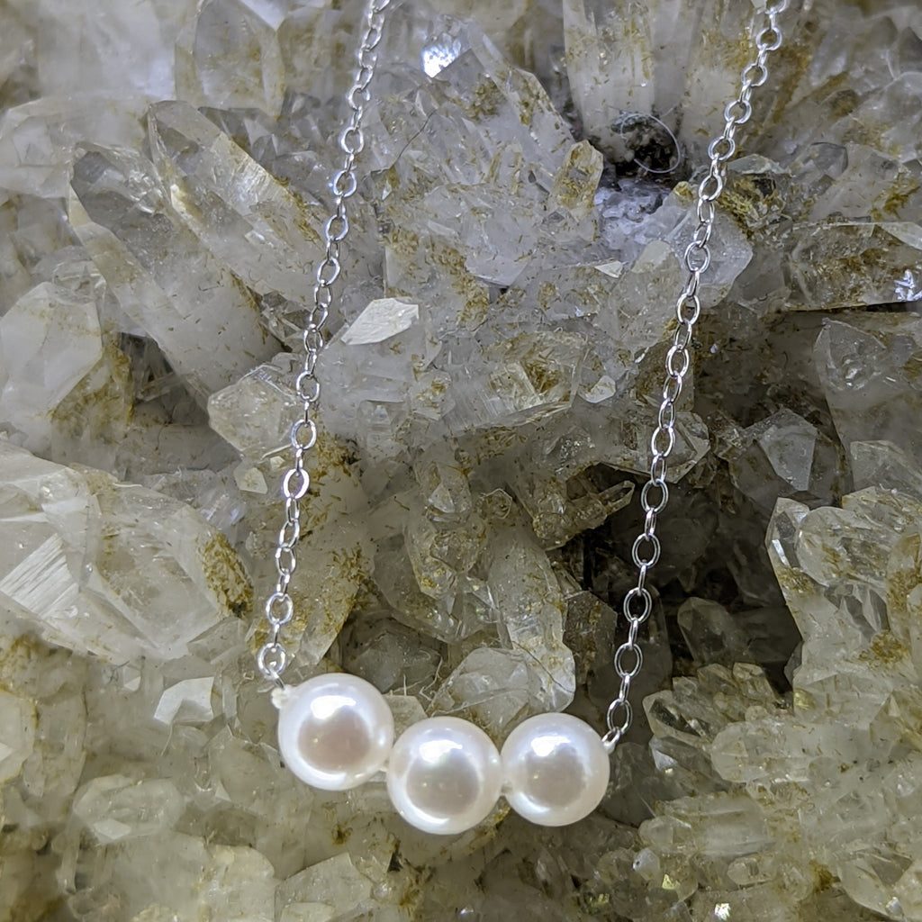 14K White Gold 4mm Pearl Necklace