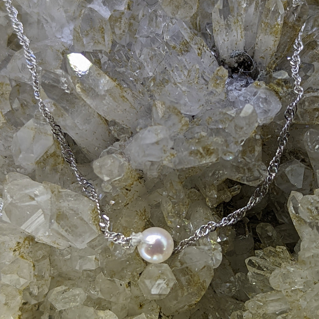 18' 14K White Gold 4mm Pearl Necklace