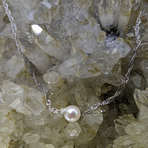 18' 14K White Gold 4mm Pearl Necklace