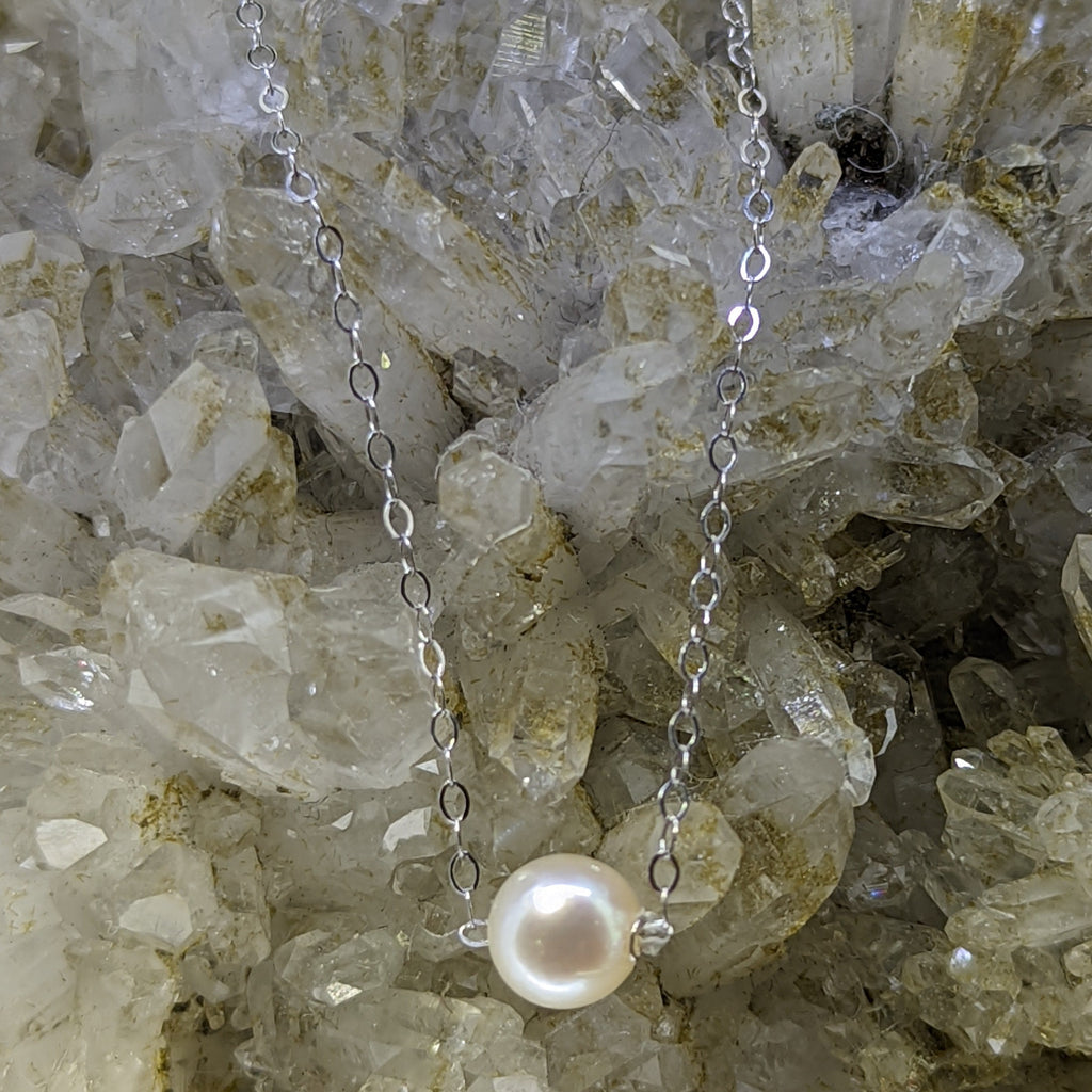 18' 14K White Gold 5mm Pearl Necklace