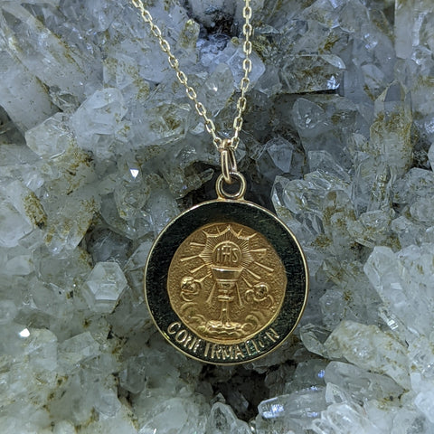 14K Yellow Gold Chain with Confirmation Coin Charm