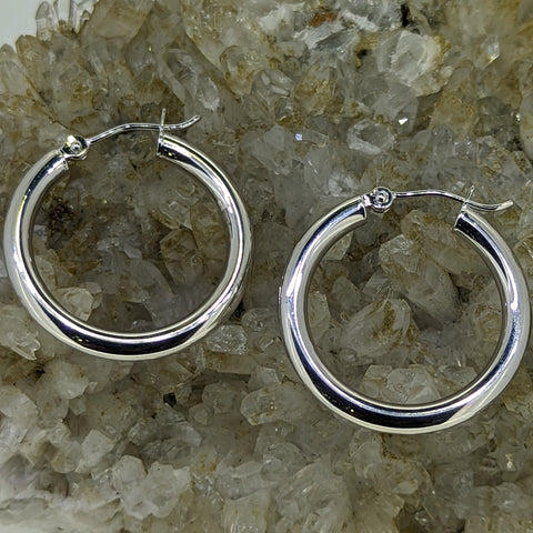 14K White Gold 25mm Hoop Earrings