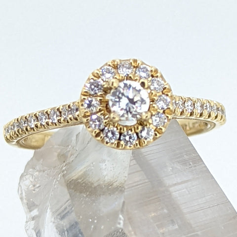 14K Yellow Gold Diamond Engagement Ring (.20CT Center Stone)
