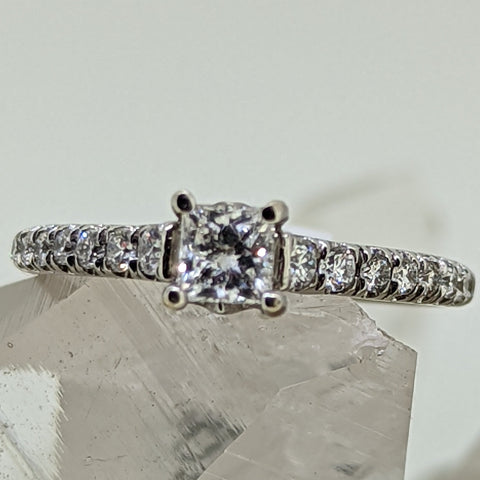 14K White Gold Diamond Engagement Ring (.33 Center Stone)
