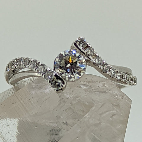 14K White Gold Diamond Engagement Ring (.40CT Center Stone)