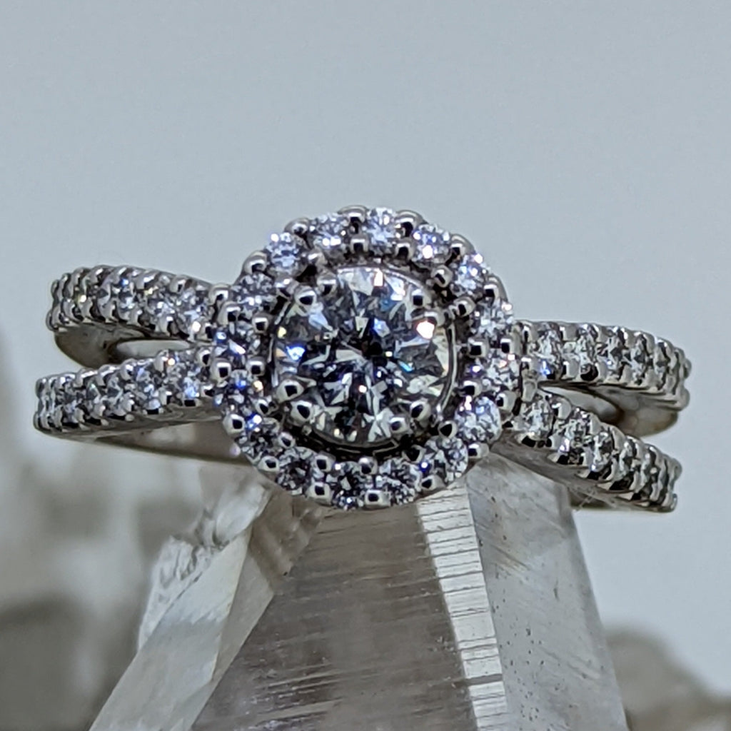 14K White Gold Diamond Engagement Ring (.50CT Center Stone)