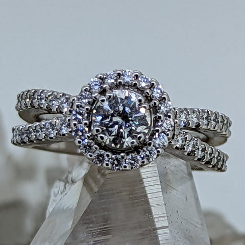 14K White Gold Diamond Engagement Ring (.50CT Center Stone)