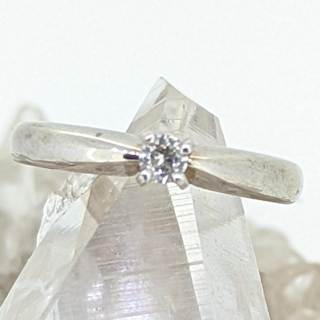 14K White Gold Diamond Engagement Ring (.12CT Center Stone)