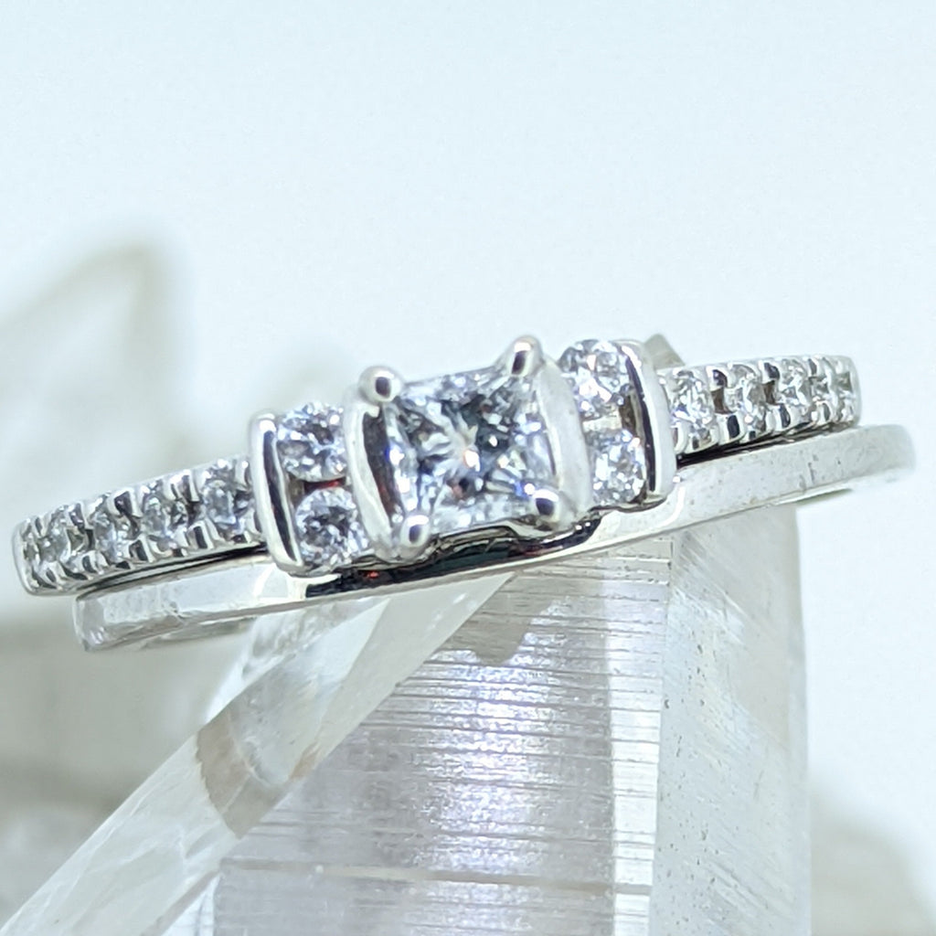 14K White Gold Diamond Wedding Set