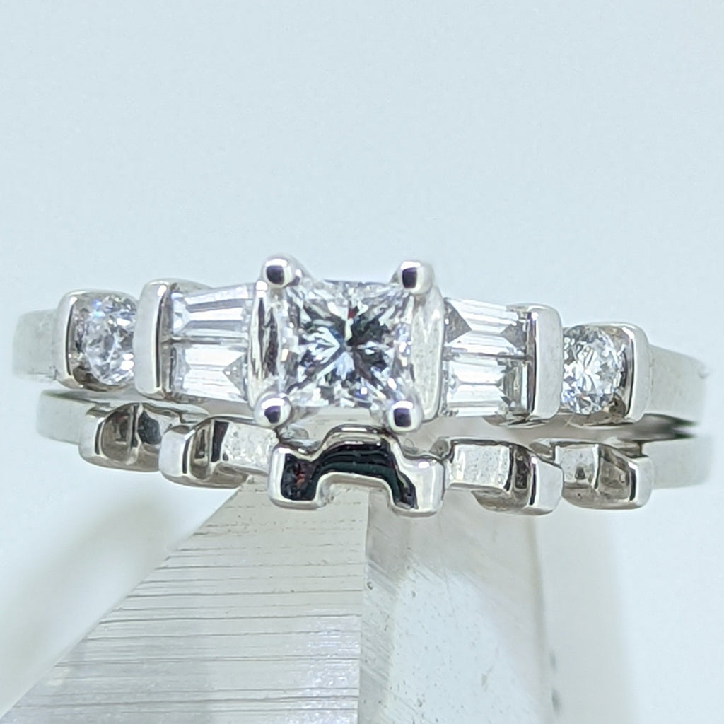 14K White Gold Diamond Wedding Set