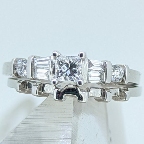 14K White Gold Diamond Wedding Set