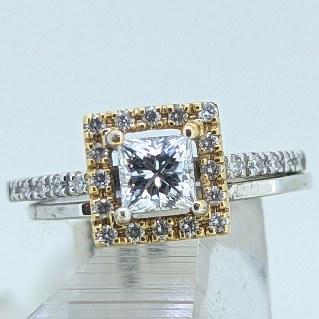 14K White Gold Diamond Wedding Set (.53 Center Stone)