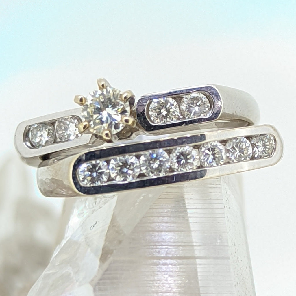 14K White Gold Diamond Wedding Set