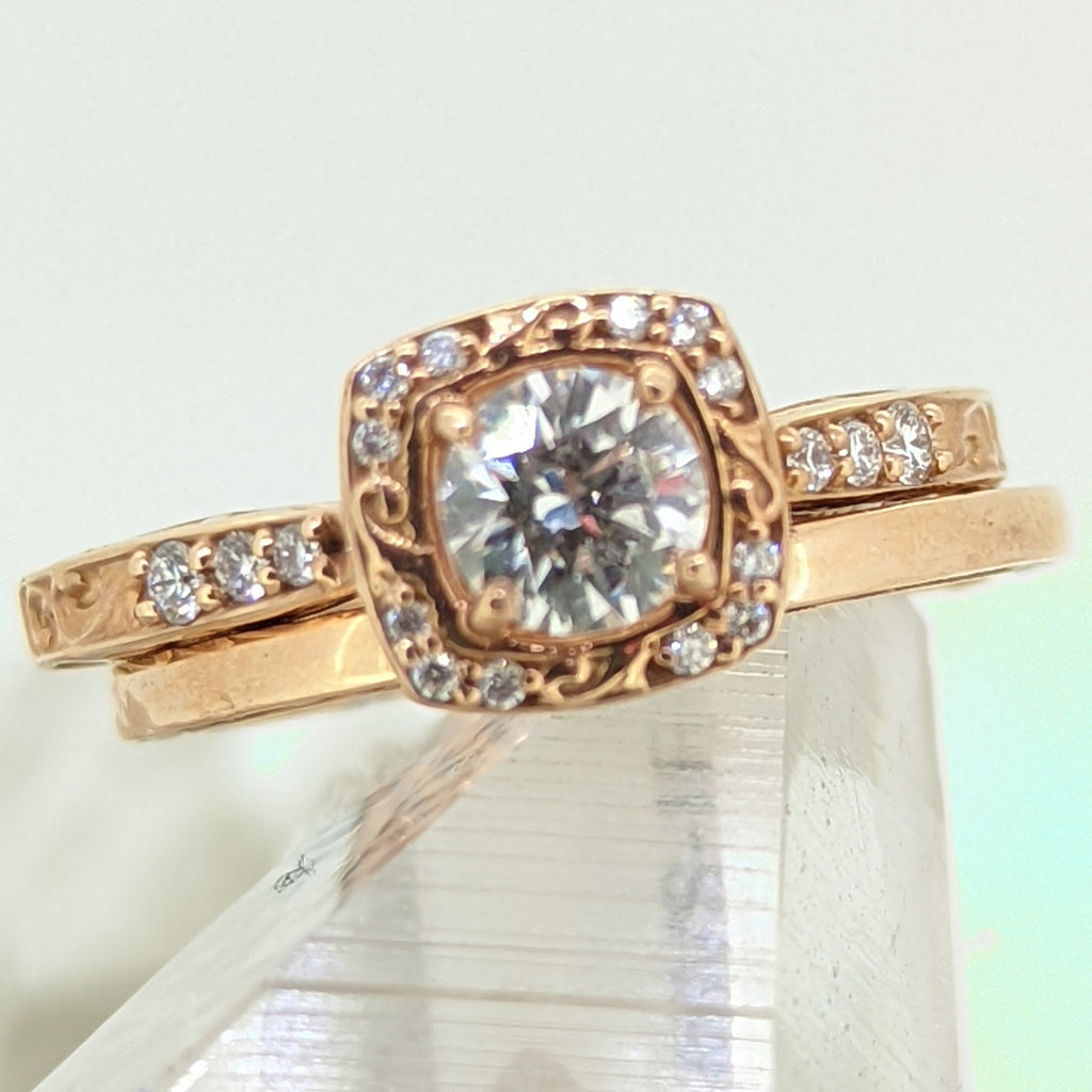 14K Rose Gold Diamond Wedding Set