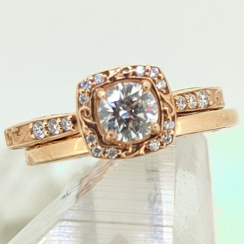 14K Rose Gold Diamond Wedding Set