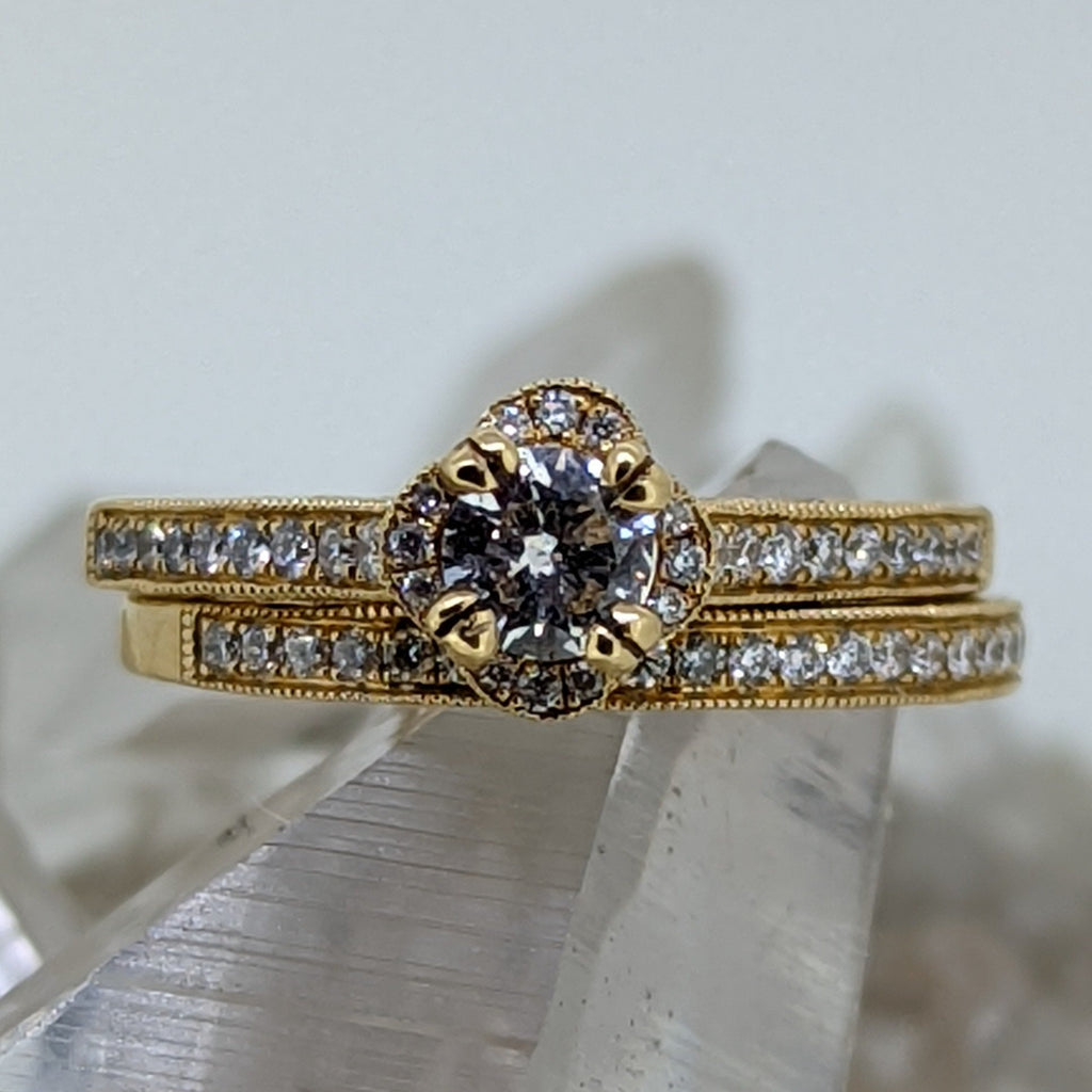 14K Yellow Gold Diamond Wedding Set